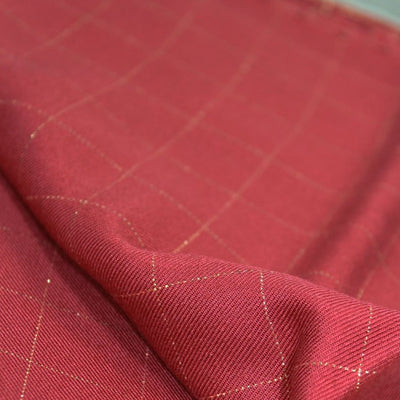 Carreaux Red and Metallic Copper Viscose Twill by Eglantine and Zoe