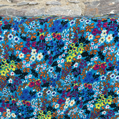 Petite Flower Kingfisher Blue Viscose Fabric by Lady McElroy