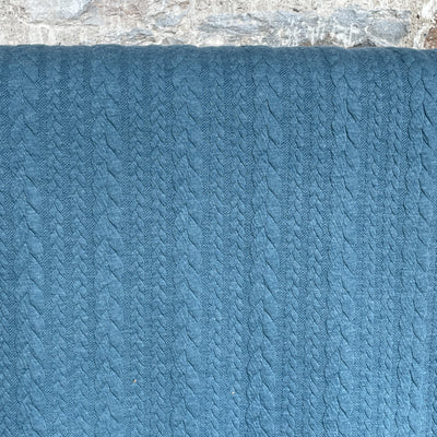 Heathered Teal Cable Jacquard Sweatshirt Fabric