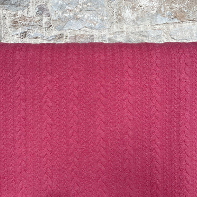 Pink Cable Jacquard Stretch Sweatshirt Fabric