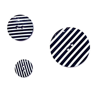 Black-striped-plastic-button