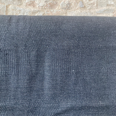 Black Jacquard Wool Polyester Mix Fabric