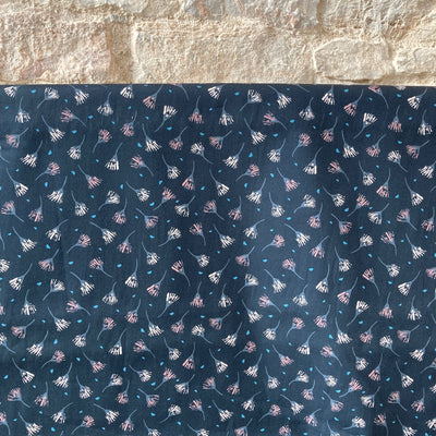 Navy floating Cotton Flowers by Woodland Notions