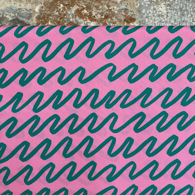 Making Waves Pink Fine Poplin Fabric by Nerida hansen