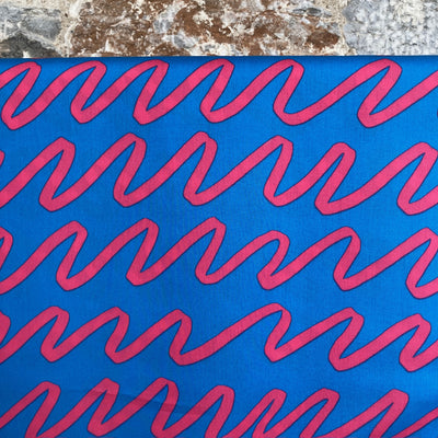 Making Waves Blue Fine Poplin Fabric by Nerida Hansen