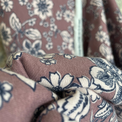 Pink & Mauve Flowers Soft Sweat Fabric By Poppy