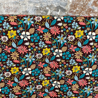Retro Flowers Cotton Corduroy Fabric by Dashwood Studios