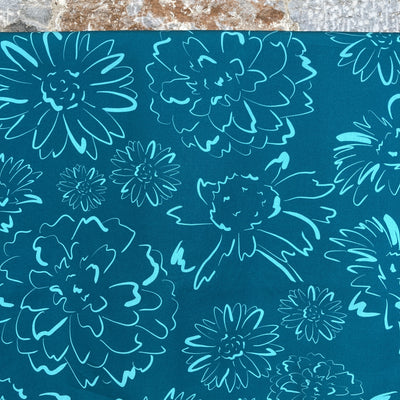 Teal Blue Energy Cotton Poplin Fabric By Roo-tid