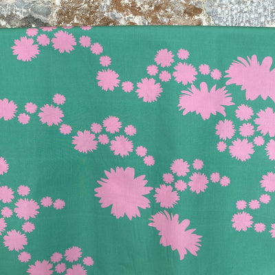 Pink and Green Embrace Cotton Poplin Fabric By Roo-tid