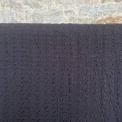 Embroidered Black Viscose Fabric