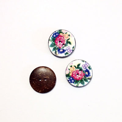 Flower-printed-coconut-shell-button
