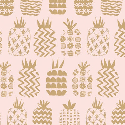 Ocean Drive Pink Pineapples Metallic Fabric by Dashwood Studios