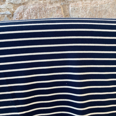 Navy Striped French Terry Fabric