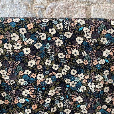 Flower Black Harvest French Terry Fabric By See You At Six