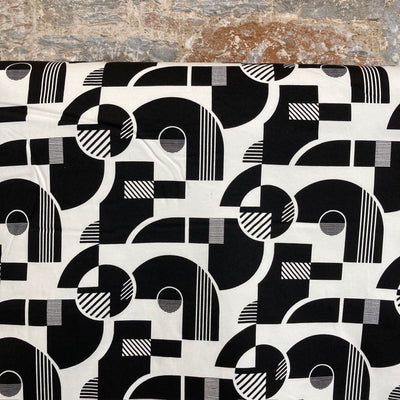 Black and White Bauhaus Tonight French Terry Fabric By See You At Six