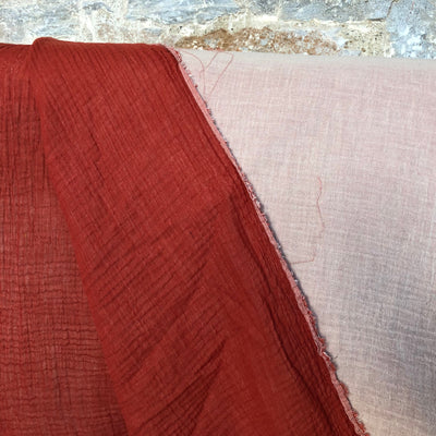 Sand and Terracotta Reversible Organic Double Gauze Fabric
