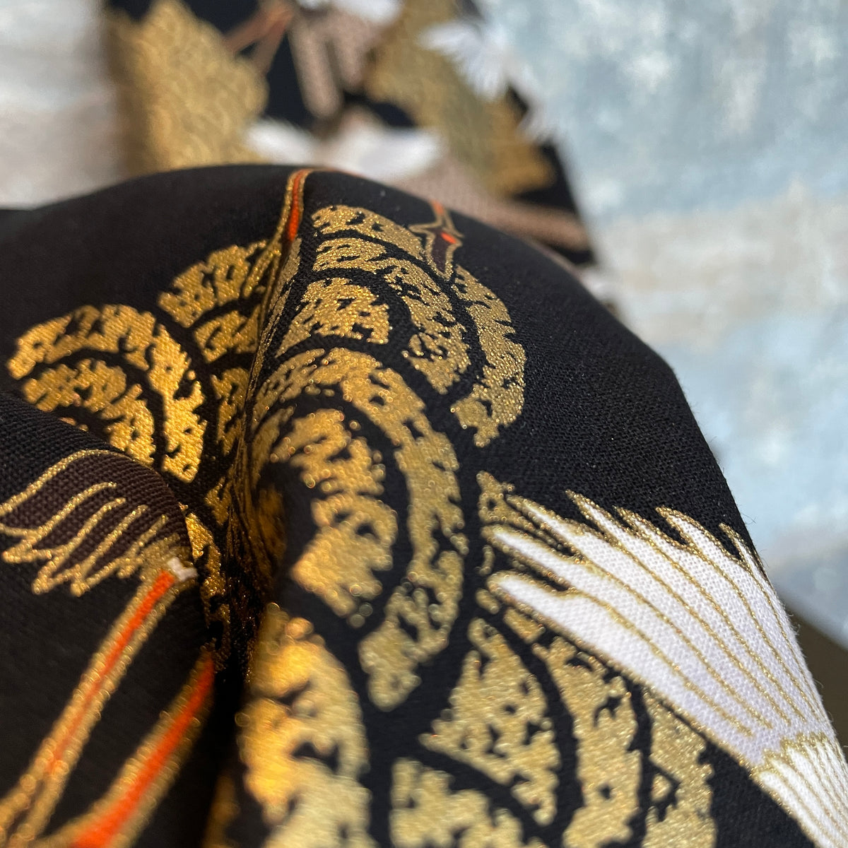 Flying Cranes Black Japanese Cotton Fabric – Make At 140