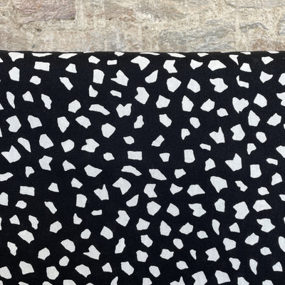 Graphical Dots Black Viscose Linen Fabric
