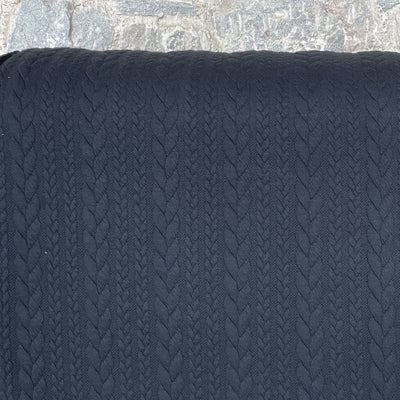 Black Cable  Jacquard Stretch Sweatshirt Fabric