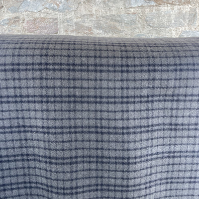 Grey and Blue Checked Wool Mix Coat Fabric