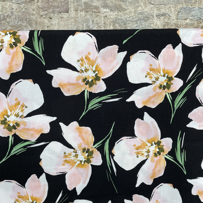 Black Viscose with white flowers By Atelier Jupe