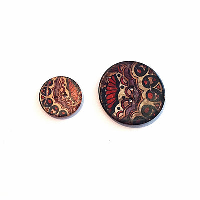 Natural-Aztec- Print- Designed -Coconut -Shell- Buttons